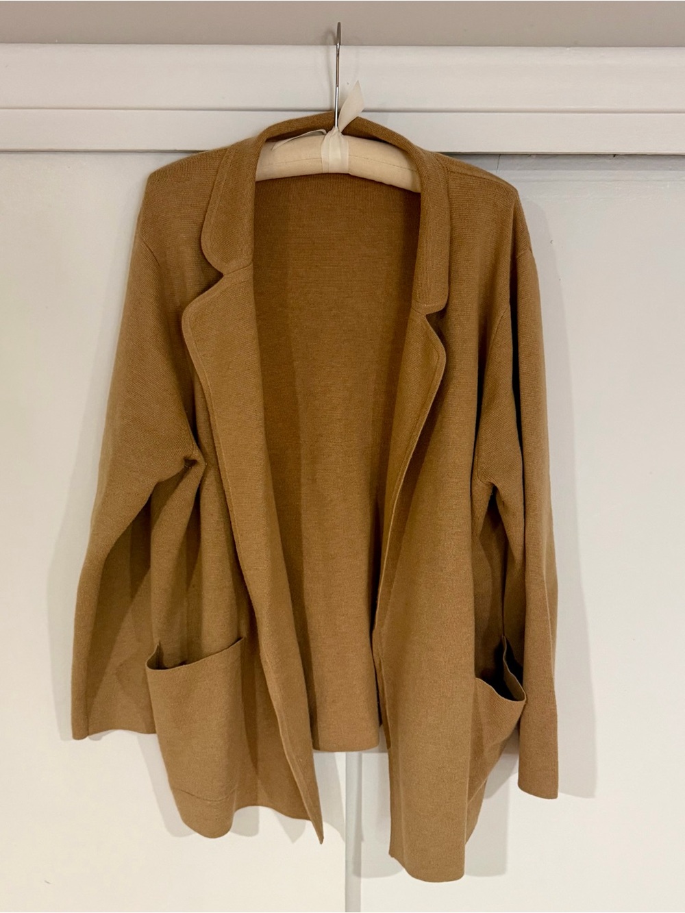 J. Crew Open-Front Knit Sweater-Blazer in Camel Brown (Size XL)